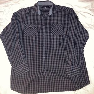 Beverly Hills Polo Club Black Checkered Dress Shirt